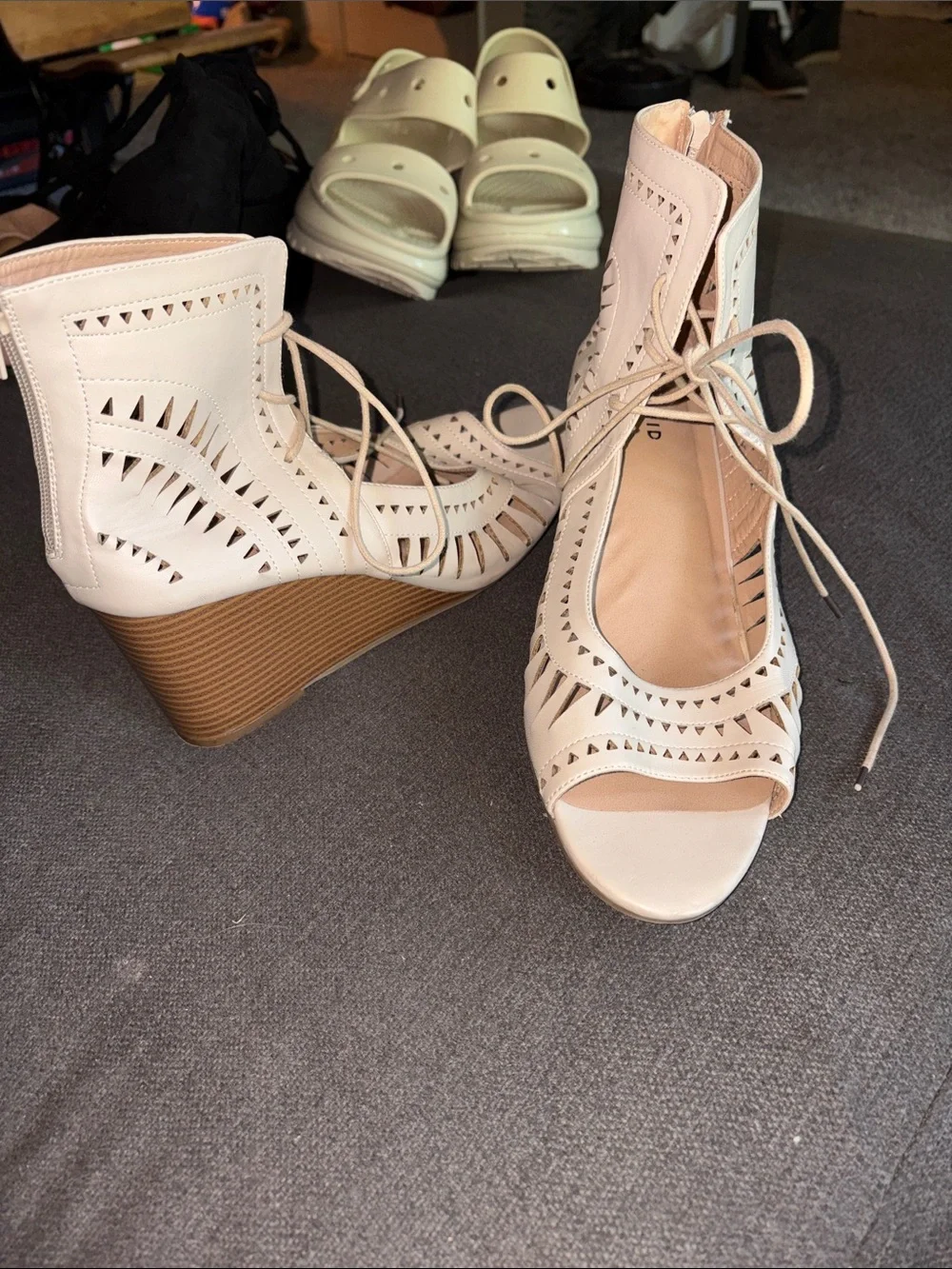 Torrid taupe lace up heels